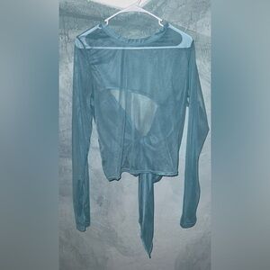 POPFLEX Bow Back Long Sleeve Mesh Top